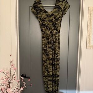 No Boundaries Green Camouflage Maxi Dress